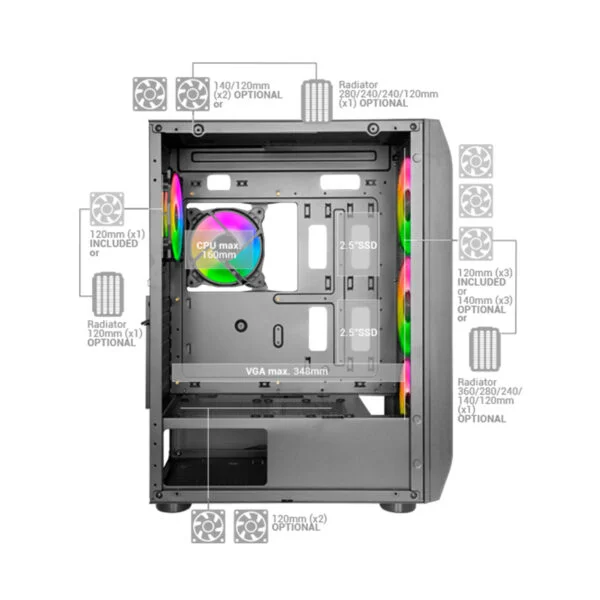 Caja Mars Gaming MC-KX XXL ARGB Sin/F Blanca (MCKXW)