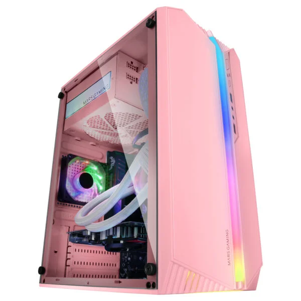 Caja Mars Gaming ARGB S/F mATX Mini-ITX Rosa (MCS1P)