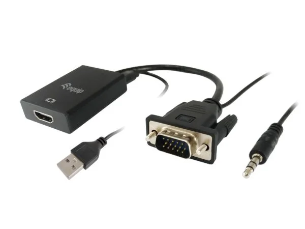 Adaptador EQUIP VGA-M a HDMI-H jack3.5 (EQ119038)