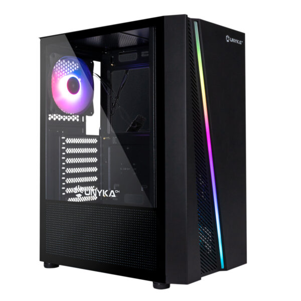 Caja Gaming UNYKA GLAYZE RGB ATX USB Negra (511301)