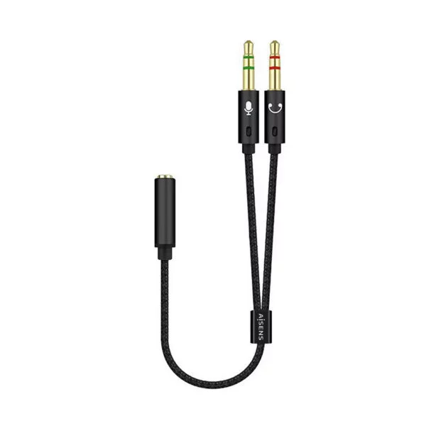 Adaptador AISENS Jack3.5/H a 2Jack3.5/M Neg (A128-0418)