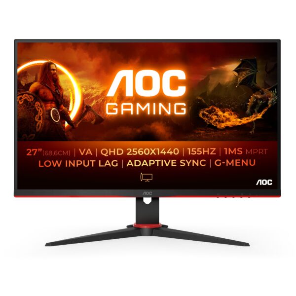 Monitor Gaming AOC 27 VA QHD Negro/Rojo (Q27G2E/BK)