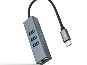 Adaptador Nanocable USB-C a 3xUSB-A/RJ45