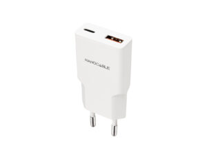 Cargador Nanocable USB-A/USB-C 20W Blanco