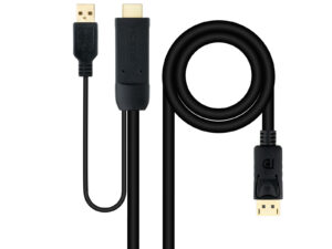 Nanocable USB-A/HDMI/M a DP/M 1.8m Negro