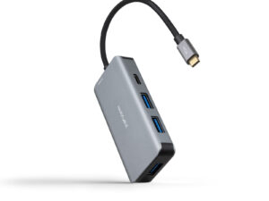Hub Nanocable 3xUSB-A 1xUSB-C 1xDP Gris