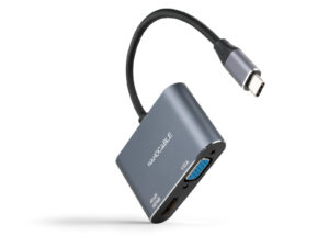 Adaptador Nanocable USB-C/M-HDMI/VGA Gris