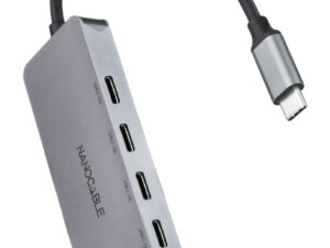 Hub Nanocable USB-C a 4xUSB-C DP 100W Gris