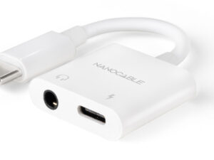 Nanocable USB-C a Jack+USB-C/H 60W Blanco