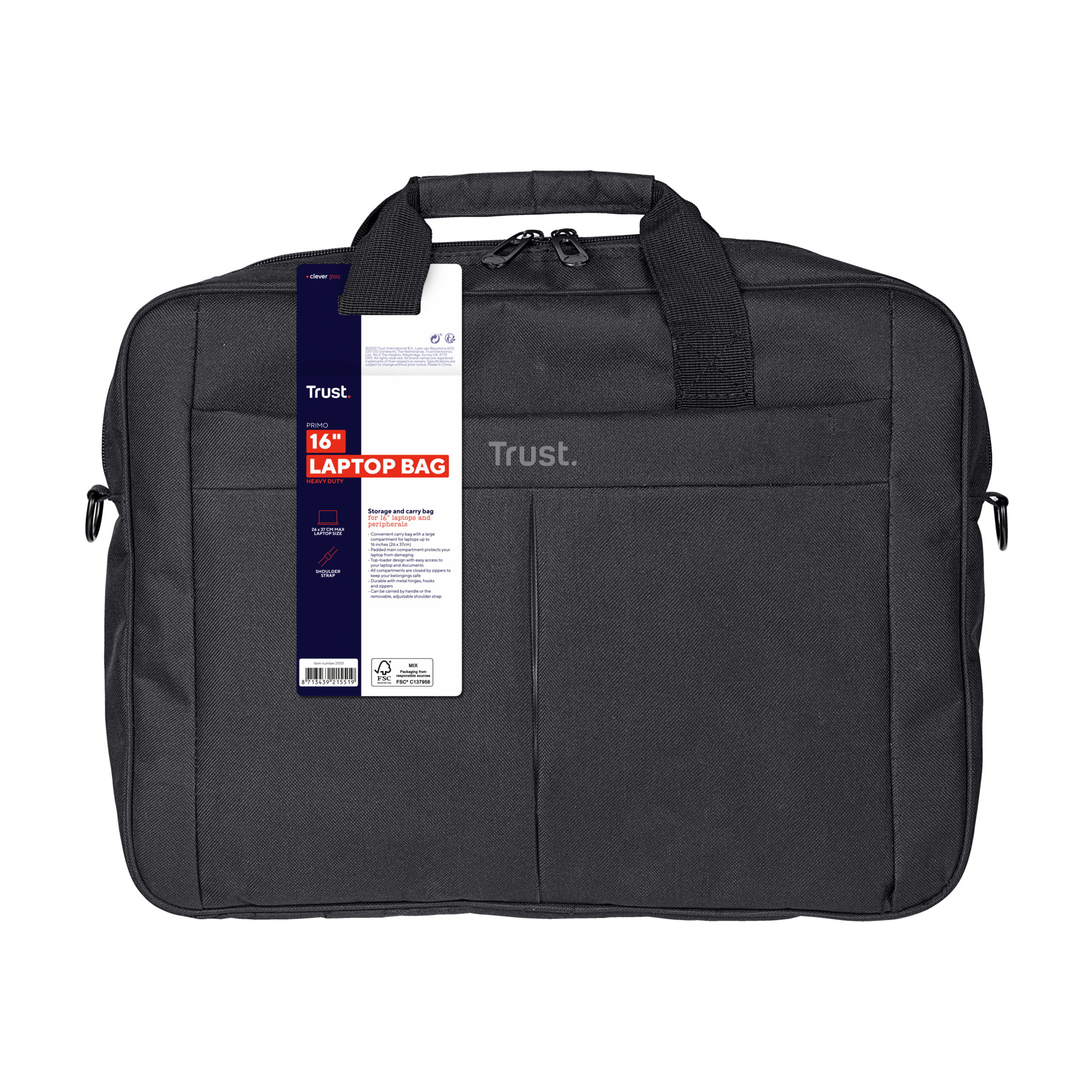 Maletín Trust Primo Carry 16" Tela Negro Maletín Trust Primo Carry 16" Tela Negro