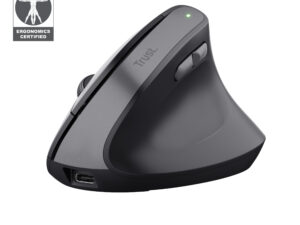 Ratón Vertical Trust Bayo II Óptico RF Negro