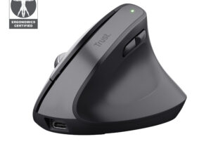 Ratón Vertical Trust Bayo+ Óptico RF BT Negro