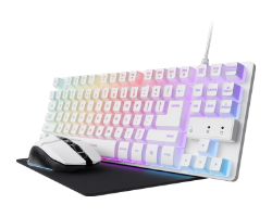 Kit Trust GTX794 Tecl/Ratón/Alfombrilla Blanco