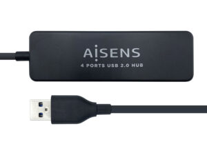 Hub AISENS USB 2.0 a 4xUSB 2.0 30cm Negro