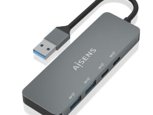 Hub AISENS USB-A a 2xUSB-A/2xUSB-C Gris
