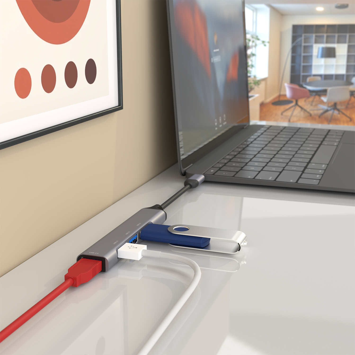 Hub AISENS USB-C 3.0 a 4xUSB-A 3.0 Gris Hub AISENS USB-C 3.0 a 4xUSB-A 3.0 Gris