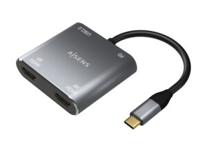 Adaptador AISENS USB-C a 2xHDMI/H 15cm Gris