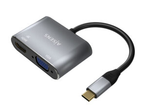 Adaptador AISENS USB-C a VGA/HDMI 15cm Gris