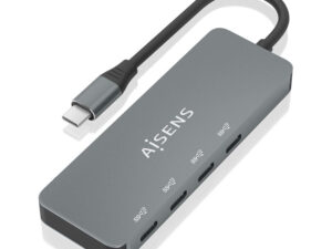 Hub AISENS USB-C a 4xUSB-C Gris