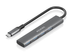Hub Aisens USB-C/M a 4xUSB-A/H 15cm Gris