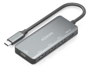 Hub AISENS USB-C a 3xUSB 2.0 PD 100W Gris