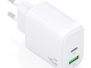 Cargador Pared AISENS 45W USB-A USB-C Blanco