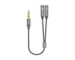 Cable AISENS 3.5mm/M a 2x3.5mm/H 25cm Gris