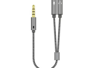Cable AISENS 3.5mm/M a 2x3.5mm/H 25cm Gris