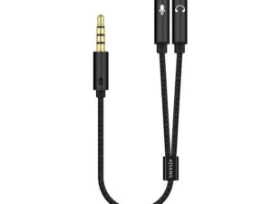 Cable AISENS 3.5mm/M a 2x3.5mm/H 25cm Negro