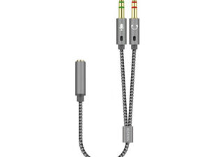 Cable AISENS 3.5mm/H a 2x3.5mm/M 25cm Gris Cable AISENS 3.5mm/H a 2x3.5mm/M 25cm Gris