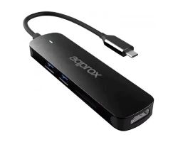 Adaptador Approx USB-C a 2xUSB 3.0/HDMI/Lector