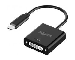 Adaptador Approx USB-C/M a DVI/H 13cm Negro