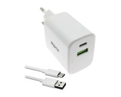 Cargador Pared Approx USB-A/USB-C Cable