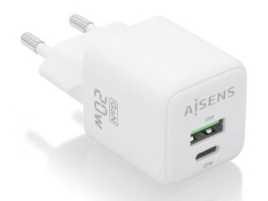 Cargador Pared AISENS GaN 20W USB-A/C