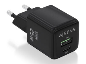 Cargador Pared AISENS GaN 25W USB-A/C