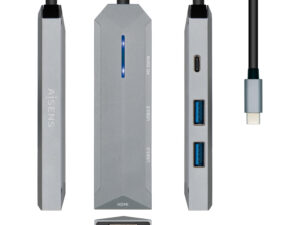 Adaptador AISENS 4en1 USB-C 15cm Gris