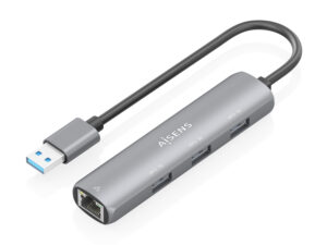 Hub AISENS USB-A a 3xUSB-A/1xRJ45 Gris