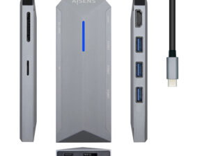 Adaptador AISENS USB-C 8 en 1 15cm Gris