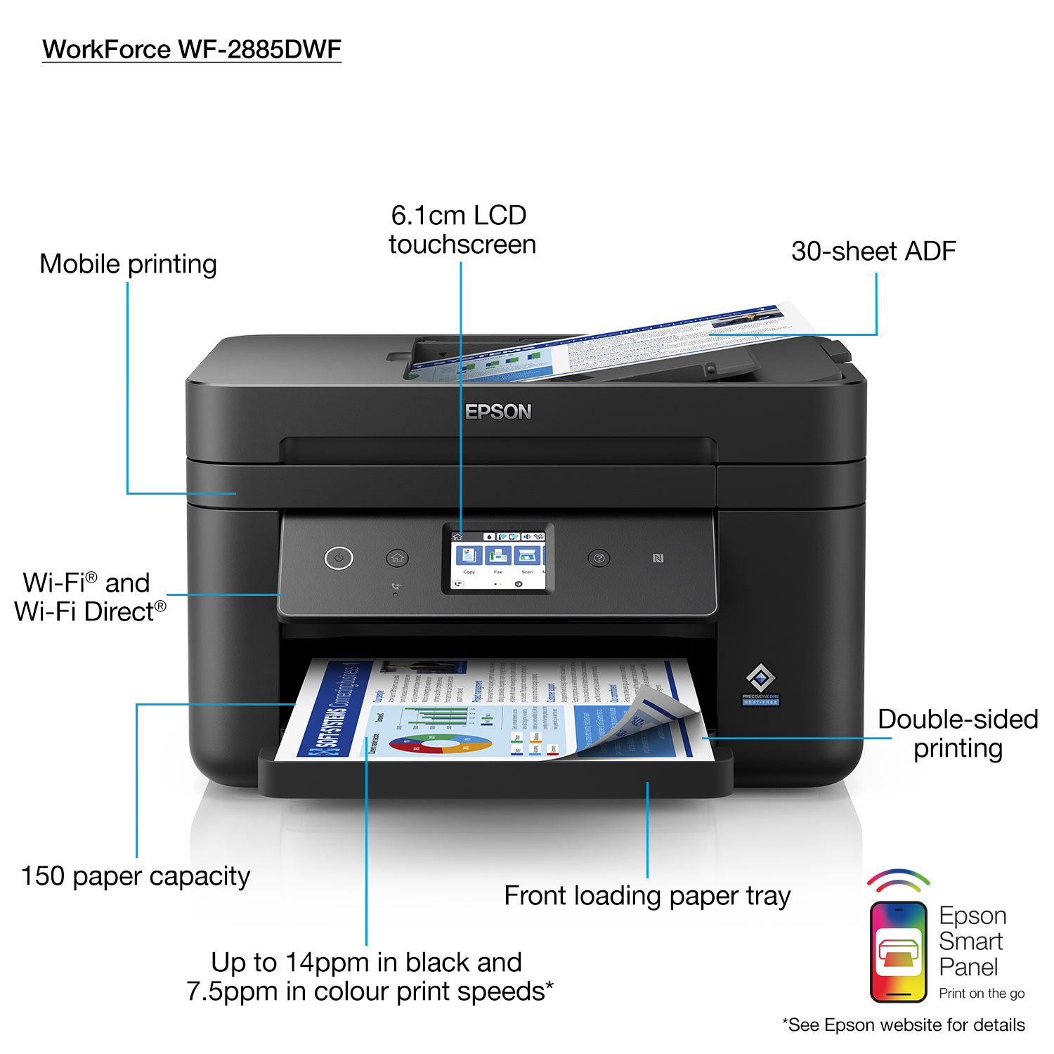 Multif Epson WF-2885DWF A4 Color Fax Negra Multif Epson WF-2885DWF A4 Color Fax Negra