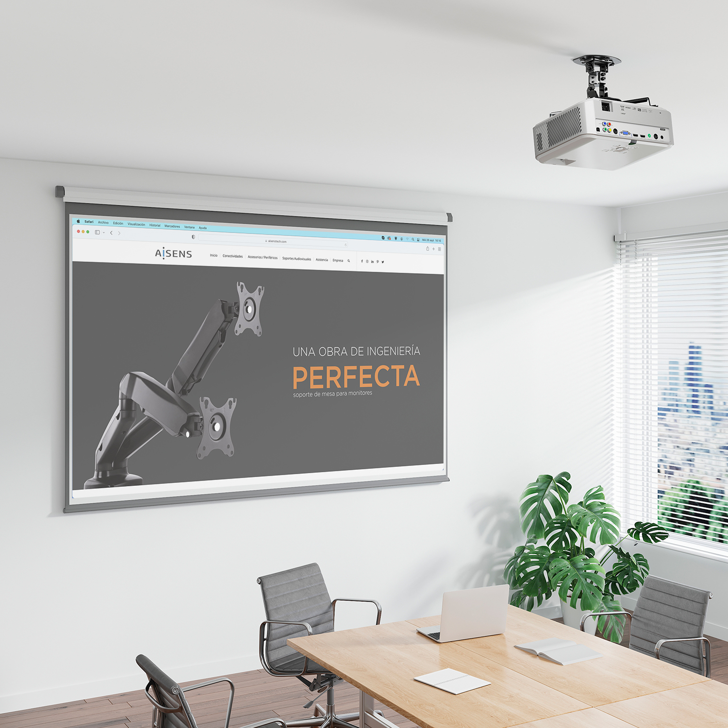 Soporte AISENS Techo Proyector Negro Soporte AISENS Techo Proyector Negro