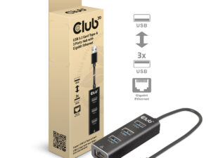Hub Club 3D USB-A a 3xUSB-A +RJ45 1G Negro