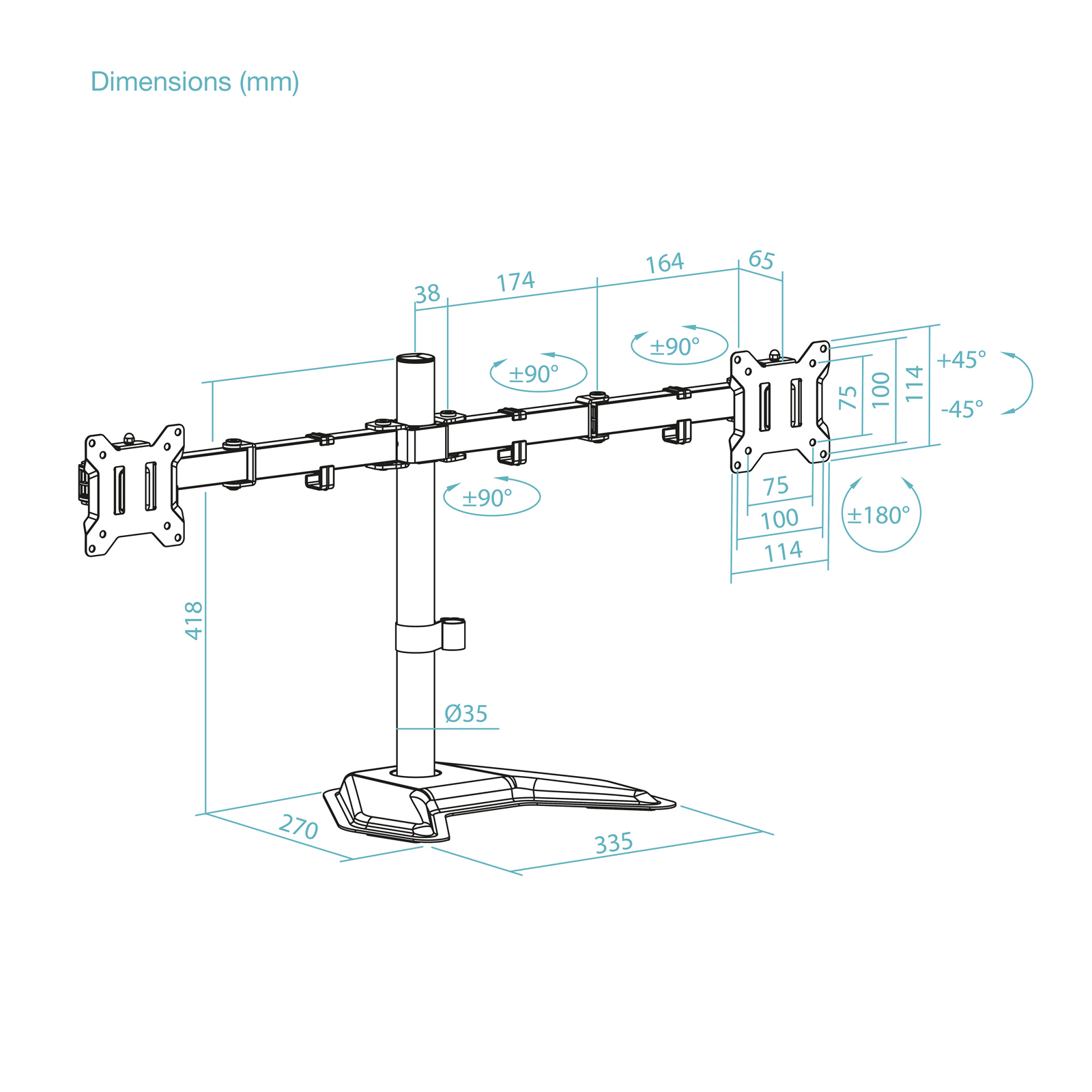 Soporte de Mesa TooQ 17"-32" Gira/Inclina Soporte de Mesa TooQ 17"-32" Gira/Inclina