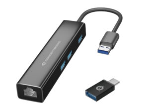 Hub CONCEPTRONIC USB-A a 3USB-A 1xRJ45 Negro
