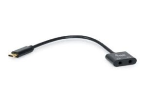 Adaptador EQUIP USB-C a 2x Jack 3.5mm Negro