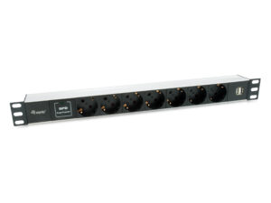 Regleta EQUIP 7xSchuko 2xUSB Rack 1U Negra