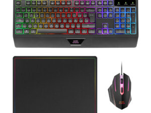 Pack Mars Gaming T+Ratón+Alfombrilla Negro