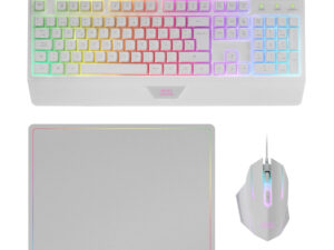 Pack Mars Gaming T+Ratón+Alfombrilla Blanco