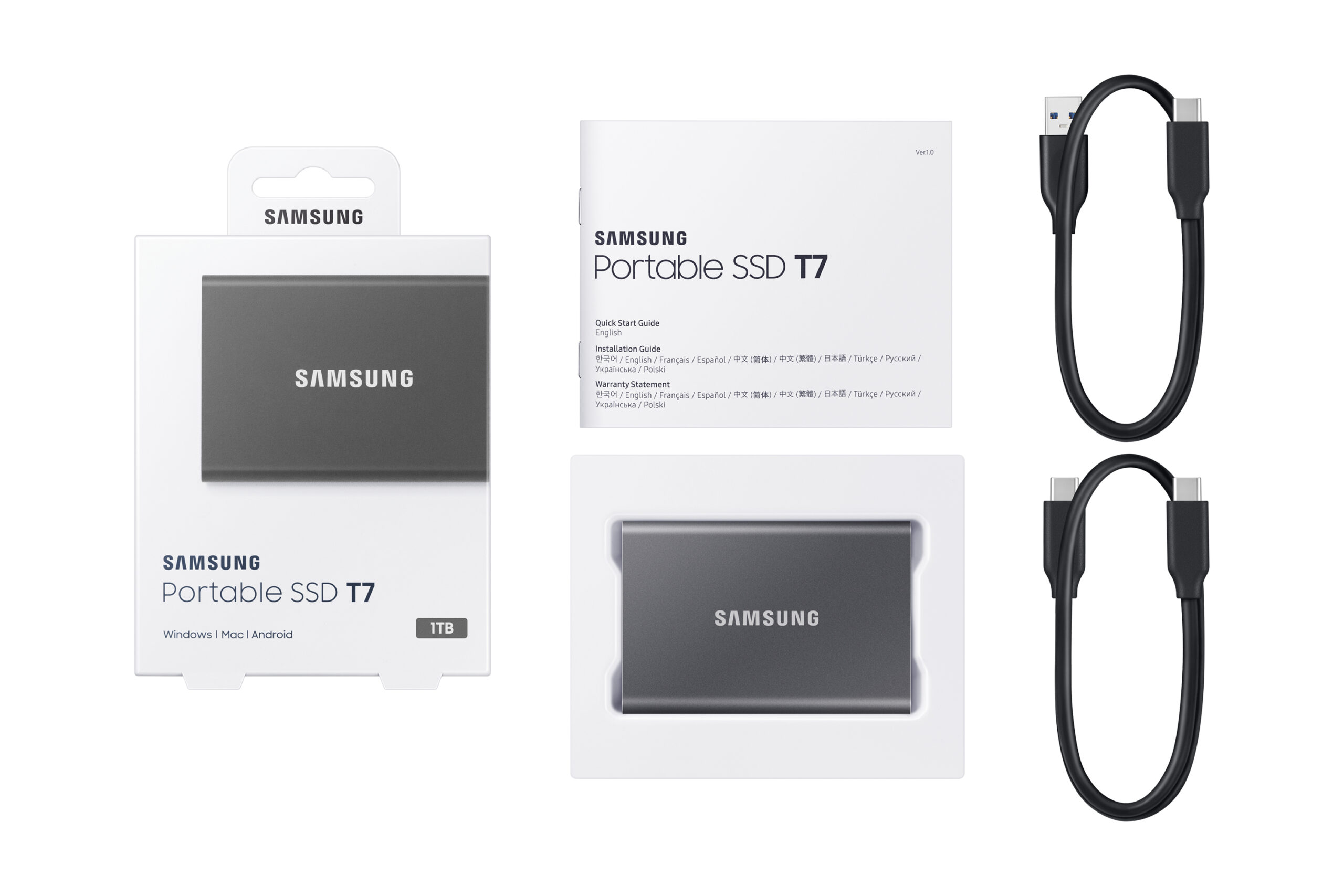 SSD Samsung T7 1Tb USB-C 3.1 Gris SSD Samsung T7 1Tb USB-C 3.1 Gris
