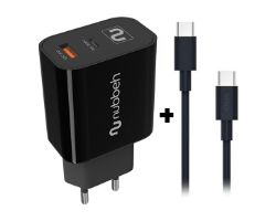 Cargador NUBBEH Bhoot 30W + Cable USB-C 18W 1.5m Negro