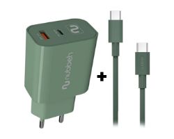 Cargador NUBBEH Bhoot 30W Cable USB-C/C 60W 1.5m Verde